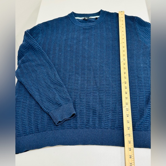 Ted‎ Baker London Mens Crewneck Sweater Size XL Blue Pullover Textured Knit - Picture 7 of 8